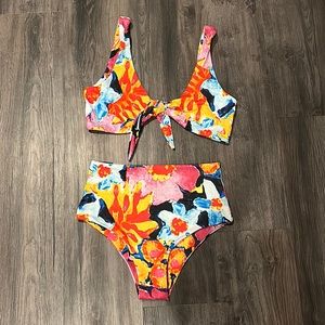 Cute flowery bikini swim suit